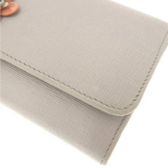 FENDI Vitello Elite Flowerland Continental Wallet Grigio Polvere - Picture 3 of 6